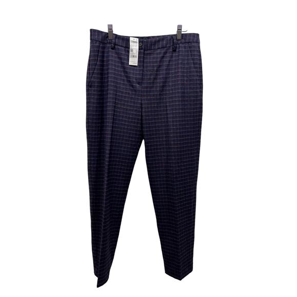 United Colors Of Benetton Womens Sz 8 Lana Wool Blue Plaid Pants NEW - Picture 1 of 12